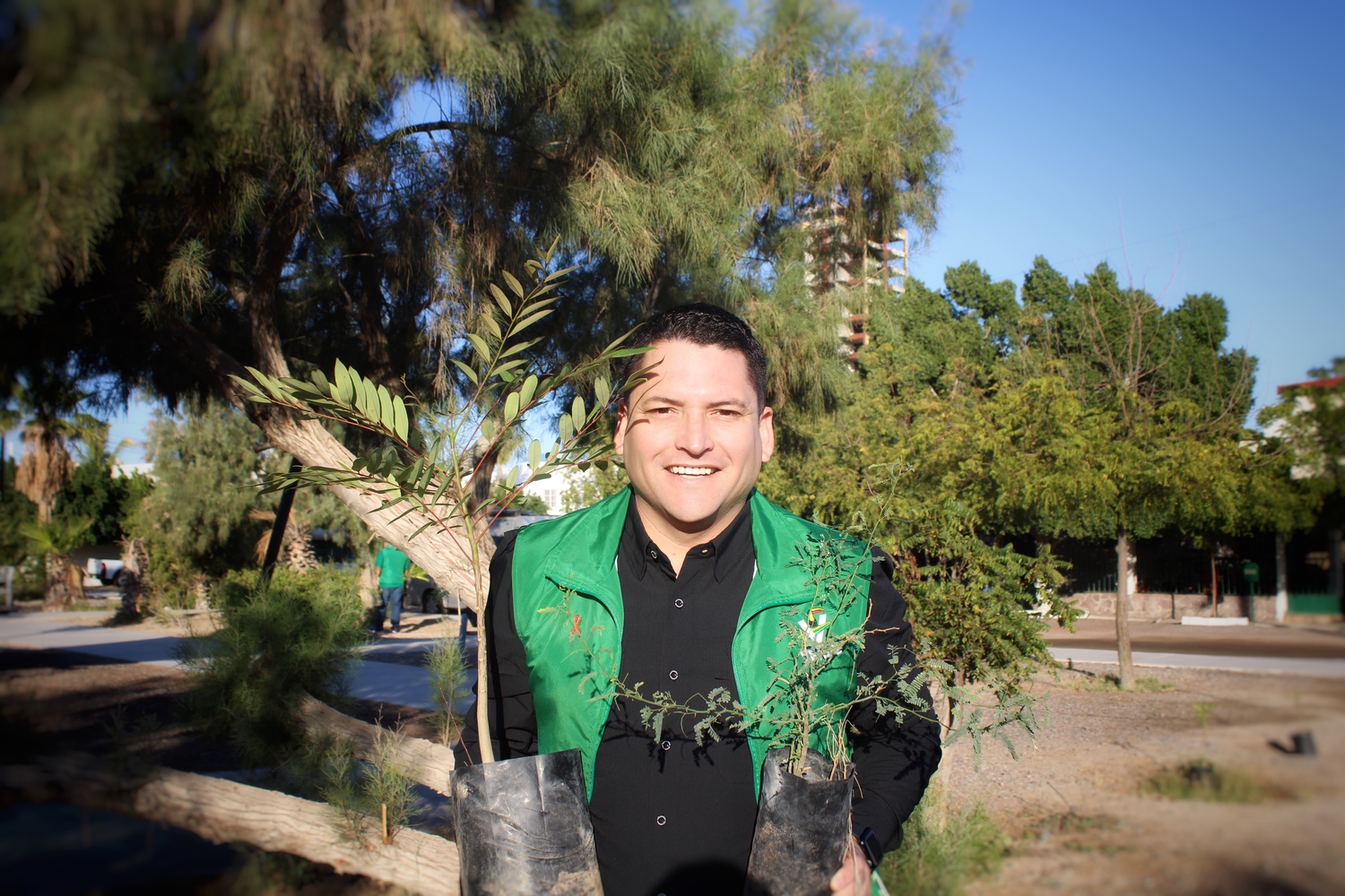 Programa de reforestación permanente en el parque del fraccionamiento Juárez.